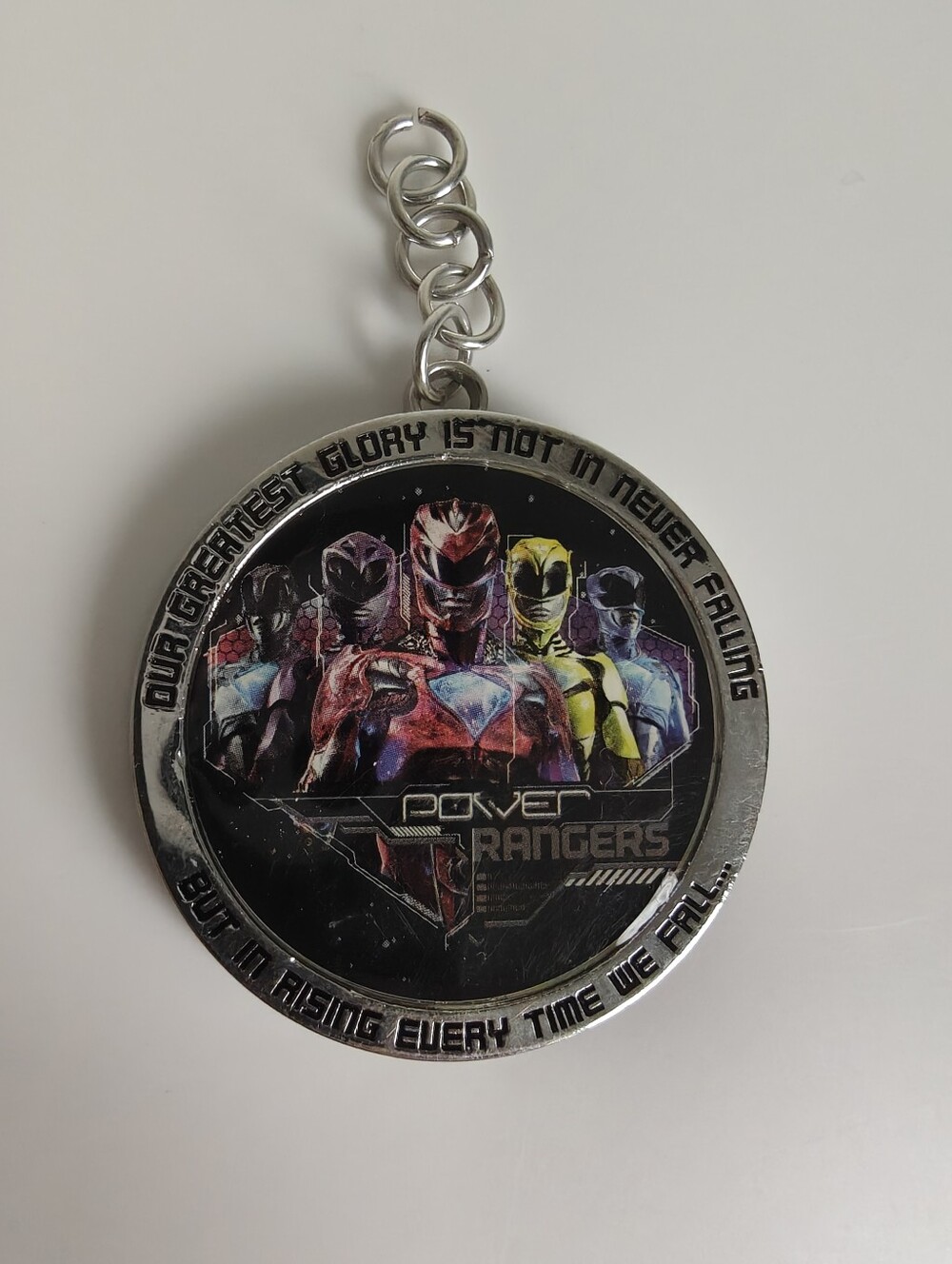 Power Rangers 2017 Movie Team Bandi metal keychain w/motivational quote